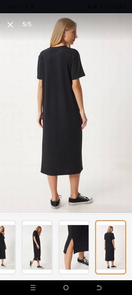 Siyah Midi Kadın Örme Elbise - Görsel 2