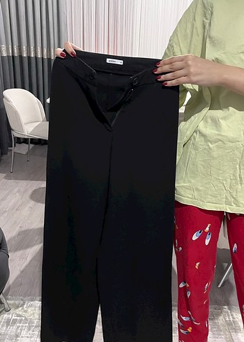 xs Beden Siyah Midi Kadın Kumaş Pantolon