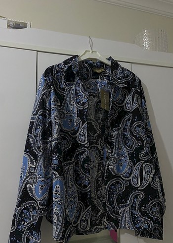 Bohem Mavi Batik Desenli Gömlek