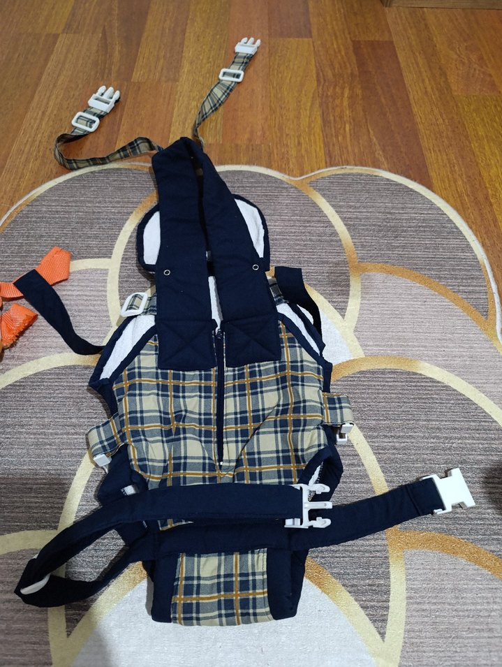 Koyu Mavi Ekose Desenli Bebek Taşıyıcı - Görsel 3