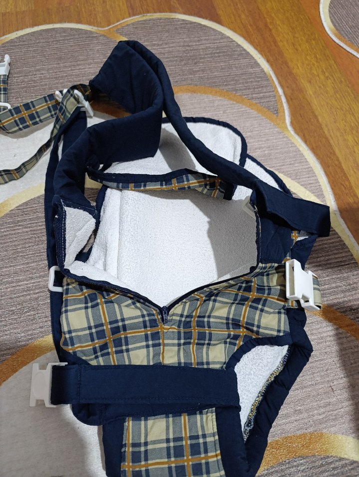 Koyu Mavi Ekose Desenli Bebek Taşıyıcı - Görsel 2