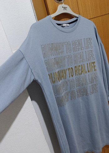 Mavi Baskılı Uzun Kollu TUNİK - Görsel 3