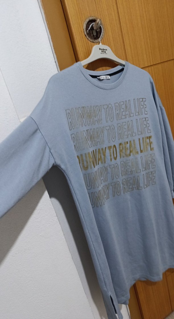 Mavi Baskılı Uzun Kollu TUNİK - Görsel 3