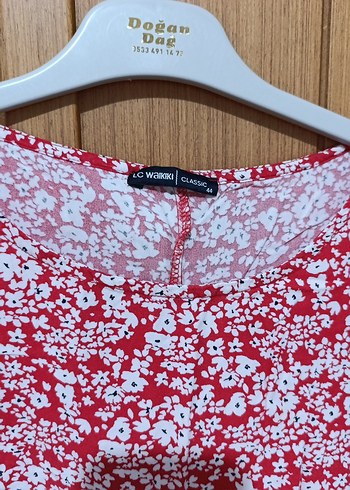 Kırmızı Batik Desenli Bohem Midi Elbise - Görsel 2