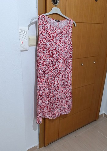 Kırmızı Batik Desenli Bohem Midi Elbise - Görsel 3