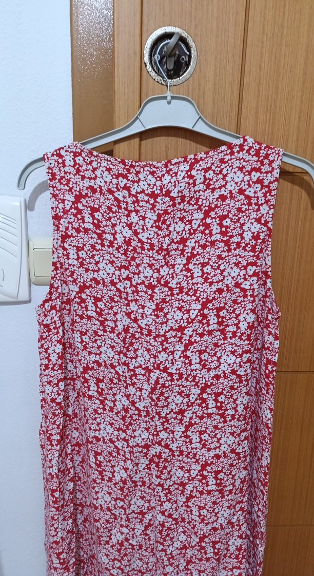 Kırmızı Batik Desenli Bohem Midi Elbise - Görsel 5