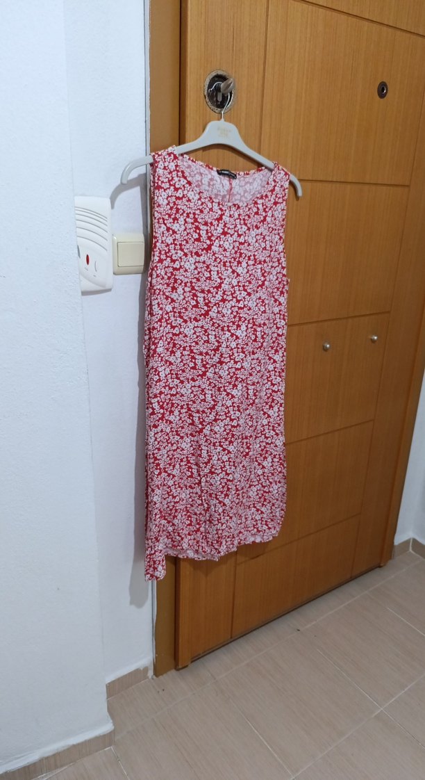 Kırmızı Batik Desenli Bohem Midi Elbise - Görsel 3