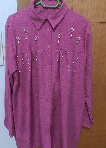 TAŞ DETAYLI KETEN GÖMLEK - Görsel 6