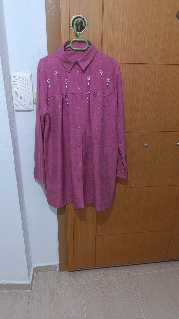 TAŞ DETAYLI KETEN GÖMLEK - Görsel 4