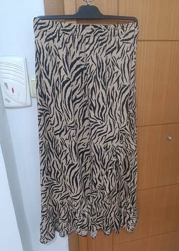 42 Beden Zebra Desenli fırfırlı Uzun Etek
