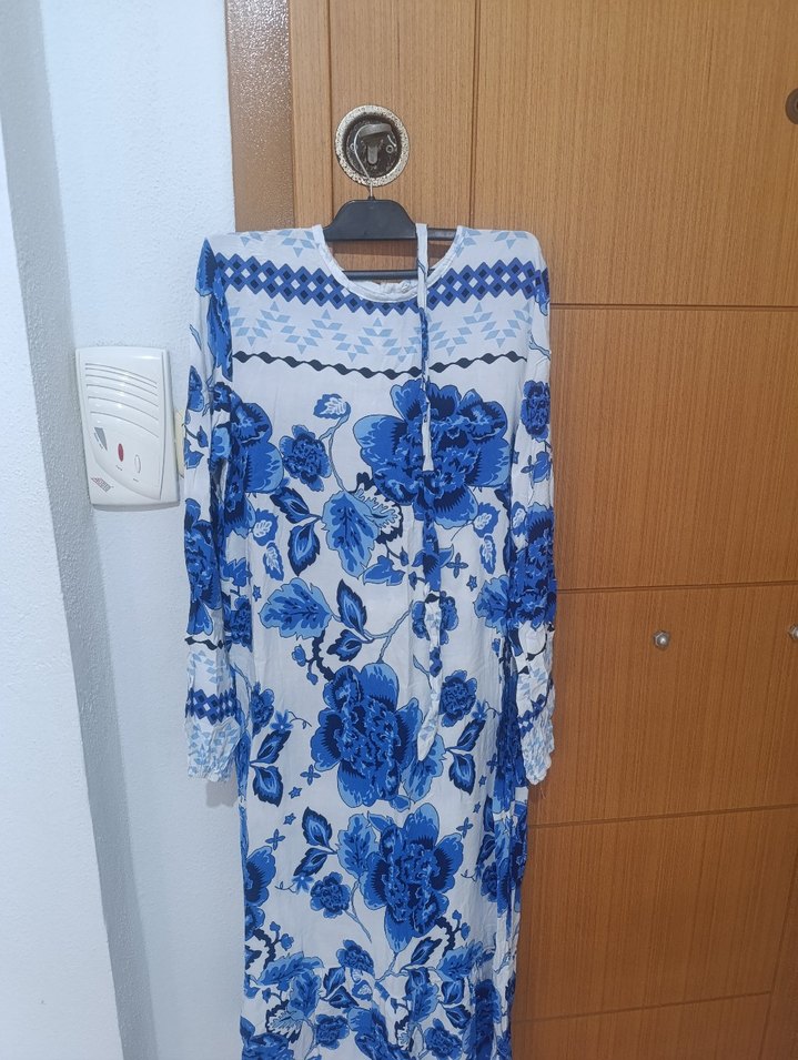 Mavi Püsküllü Uzun  Elbise - Görsel 5