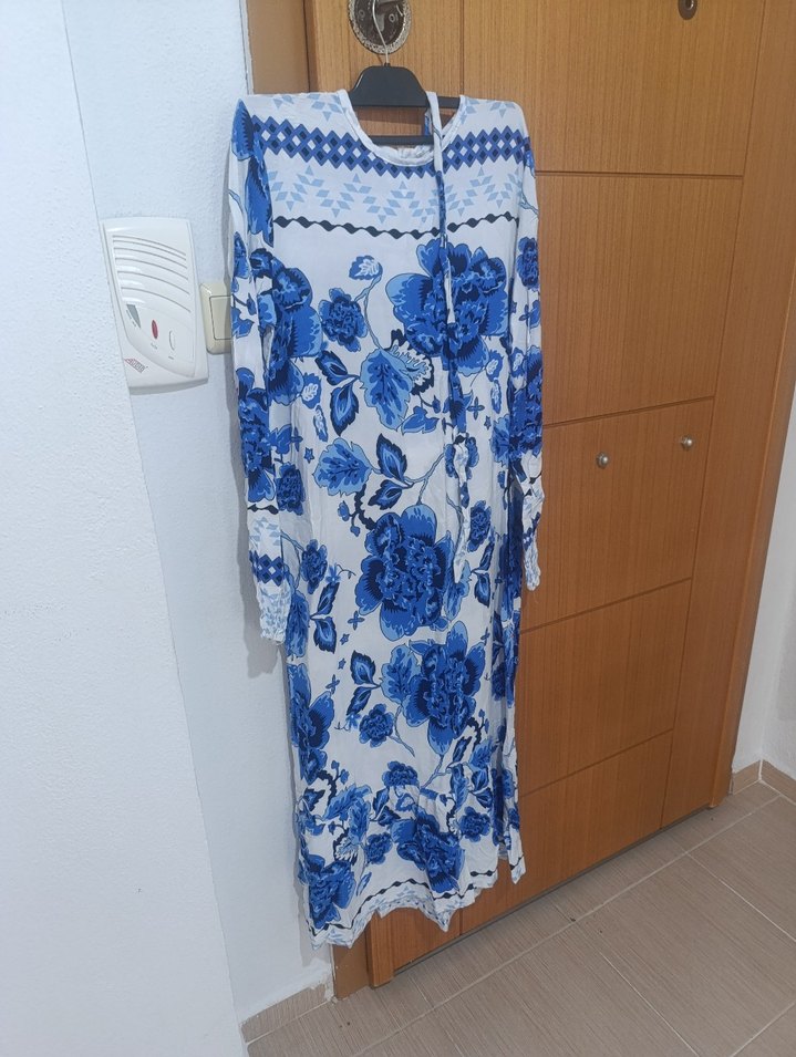 Mavi Püsküllü Uzun  Elbise - Görsel 2