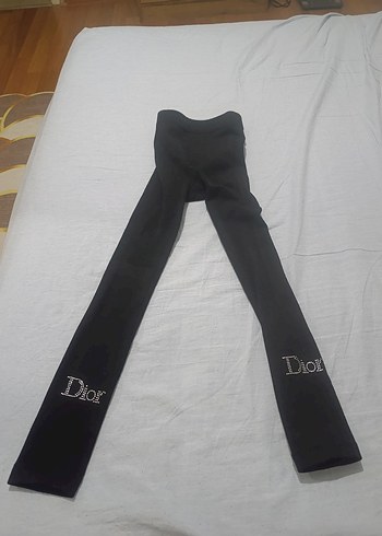 Dior İşlemeli Siyah Kadın Tayt