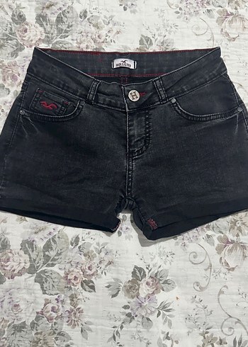 Siyah Bağlamalı Kadın Mini Kot Şort