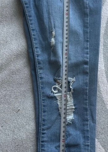 26 Beden mavi Renk Fermuarlı Dar Kesim Midi Denim Kadın Kot Pantolon
