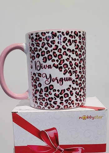 Pembe Leopar Desenli Kupa Bardak