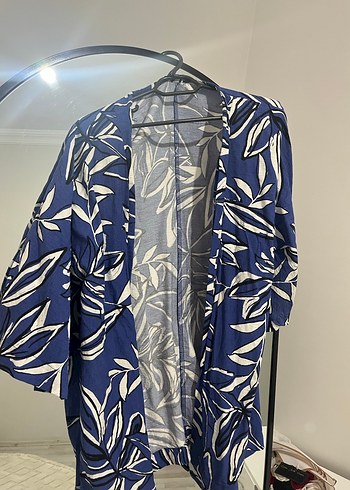 Uzun Kollu Mavi Bohem Kimono