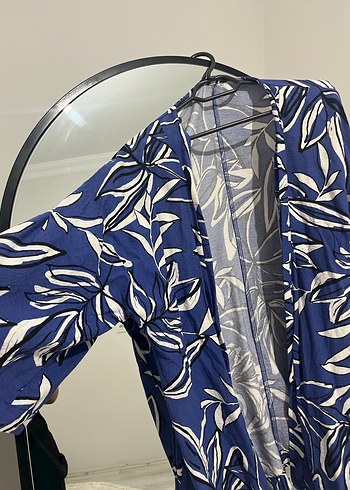 36 Beden Uzun Kollu Mavi Bohem Kimono