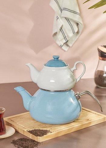 Pastel Mavi Çaydanlık Takımı