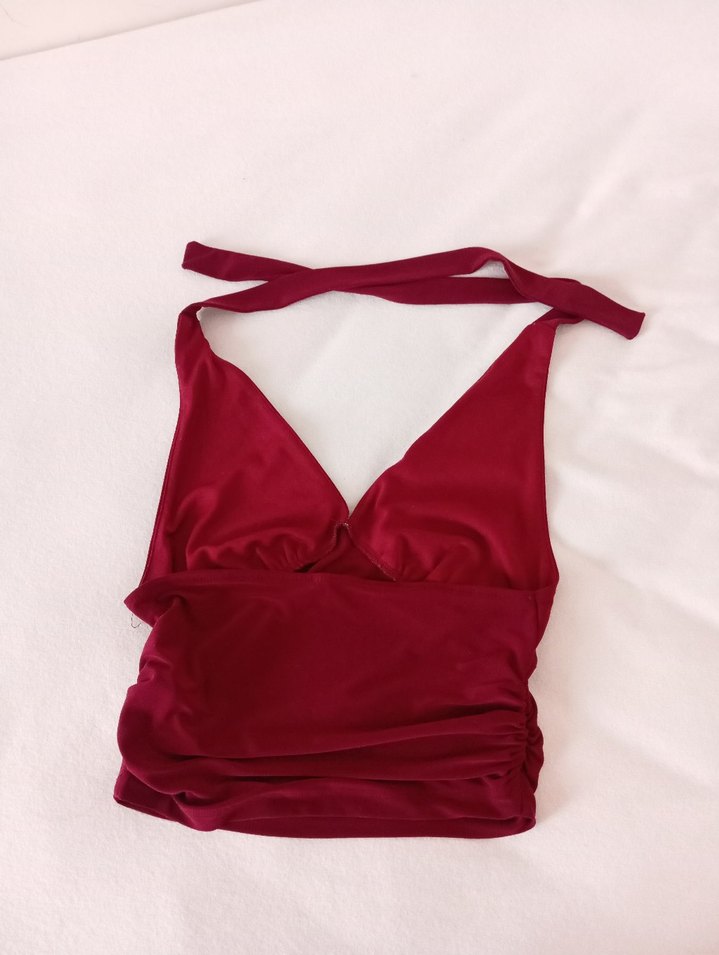 Drapeli Kırmızı bluz - Görsel 2