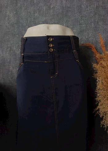 Diğer Kadın Lacivert Midi Denim Etek