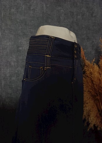 40 Beden Kadın Lacivert Midi Denim Etek