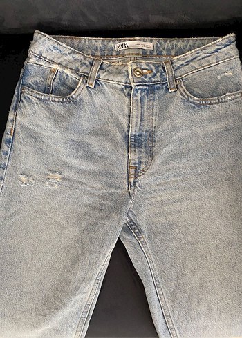 34 Beden mavi Renk Zara yüksek bel boyfriend jean