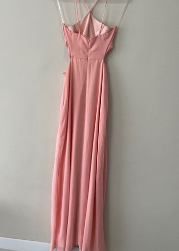 Trendyol & Milla Pudra Pembe Drapeli Uzun Abiye Elbise