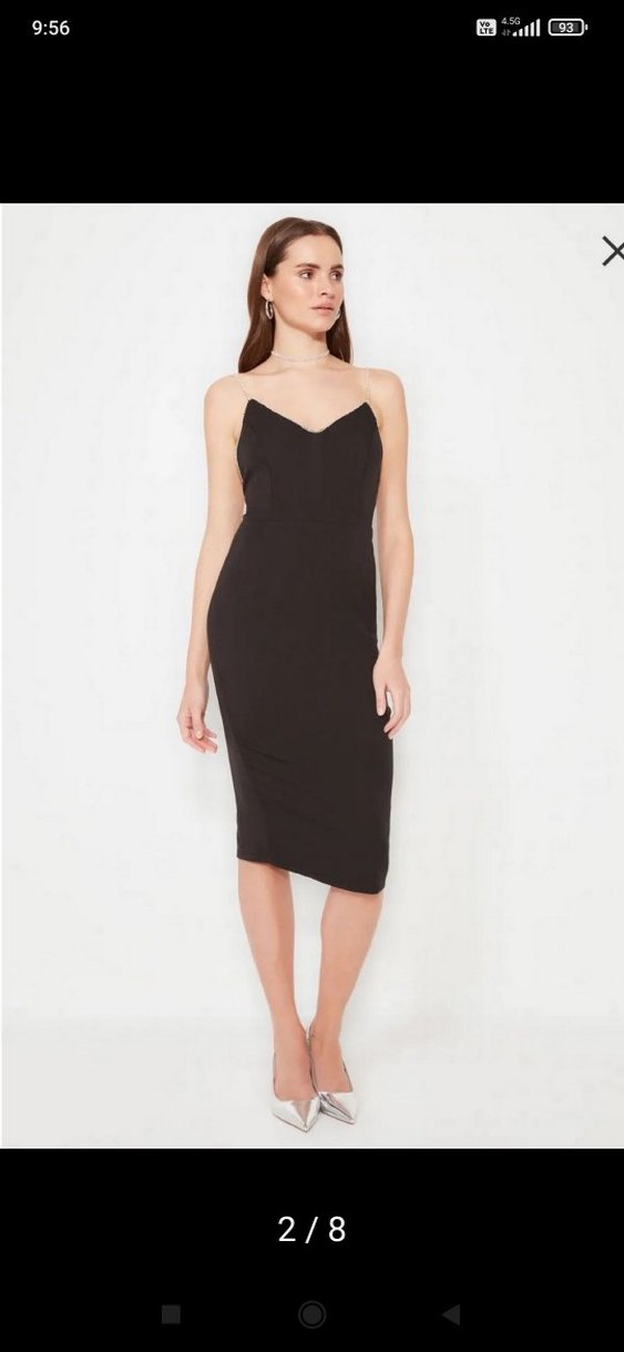 Zincir Detaylı Parlak Siyah Vücut Zinciri - Görsel 2