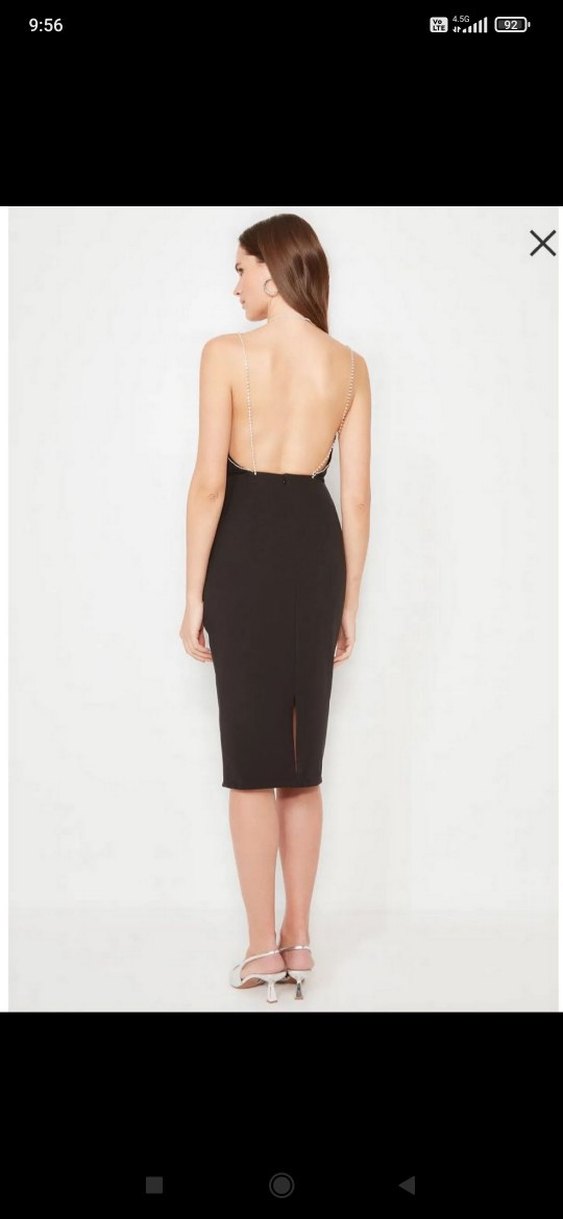 Zincir Detaylı Parlak Siyah Vücut Zinciri - Görsel 4