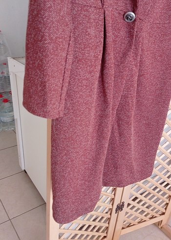 Bordo Düğmeli Uzun  Kaban - Görsel 3