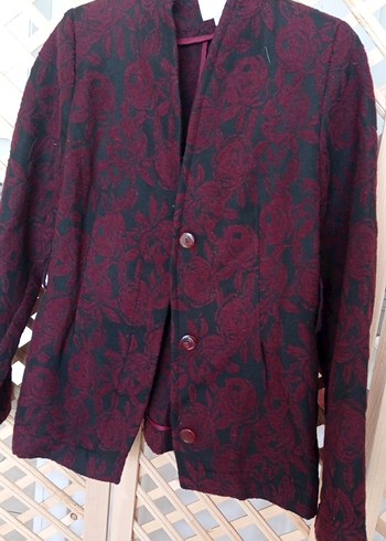 Bordo Desenli Kadın Blazer Ceket - Görsel 2
