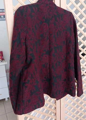 Bordo Desenli Kadın Blazer Ceket - Görsel 5