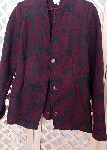 Bordo Desenli Kadın Blazer Ceket - Görsel 4