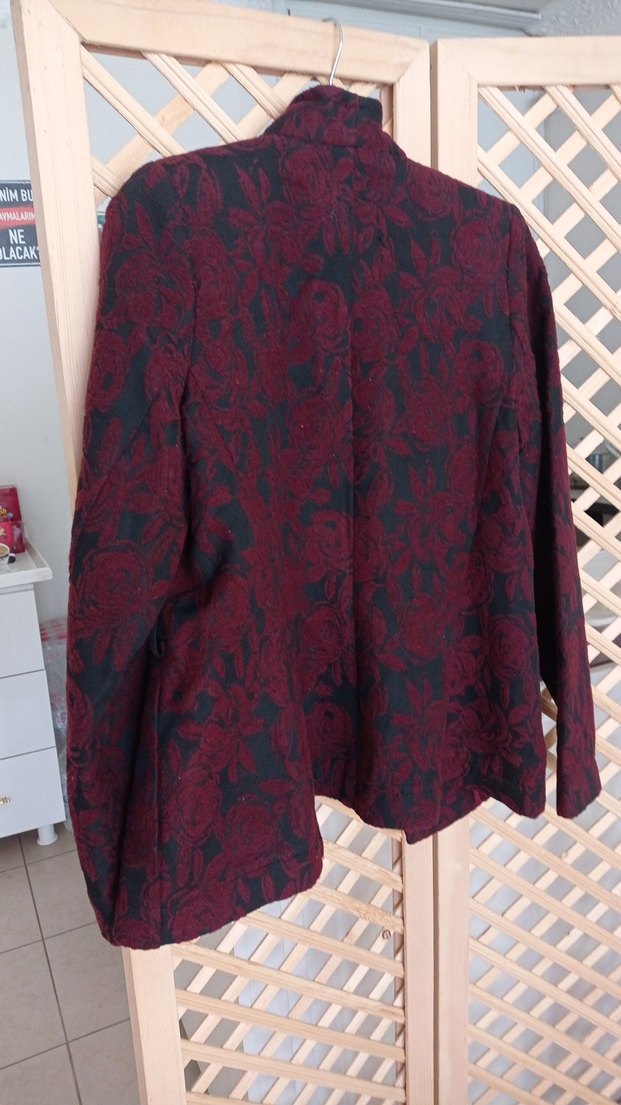 Bordo Desenli Kadın Blazer Ceket - Görsel 5