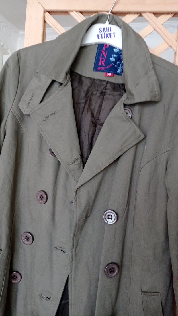 Gri Midi Kadın Trençkot - Görsel 3