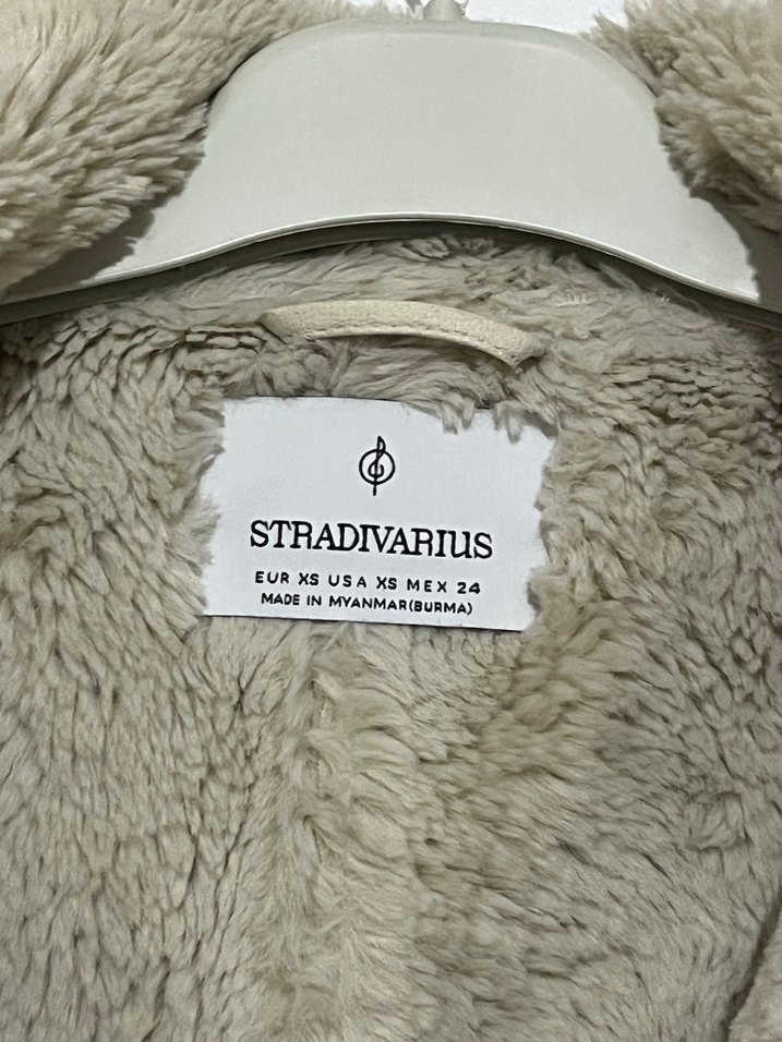 Stradivarius Beyaz Kürklü Midi Kadın Kış Montu - Görsel 5