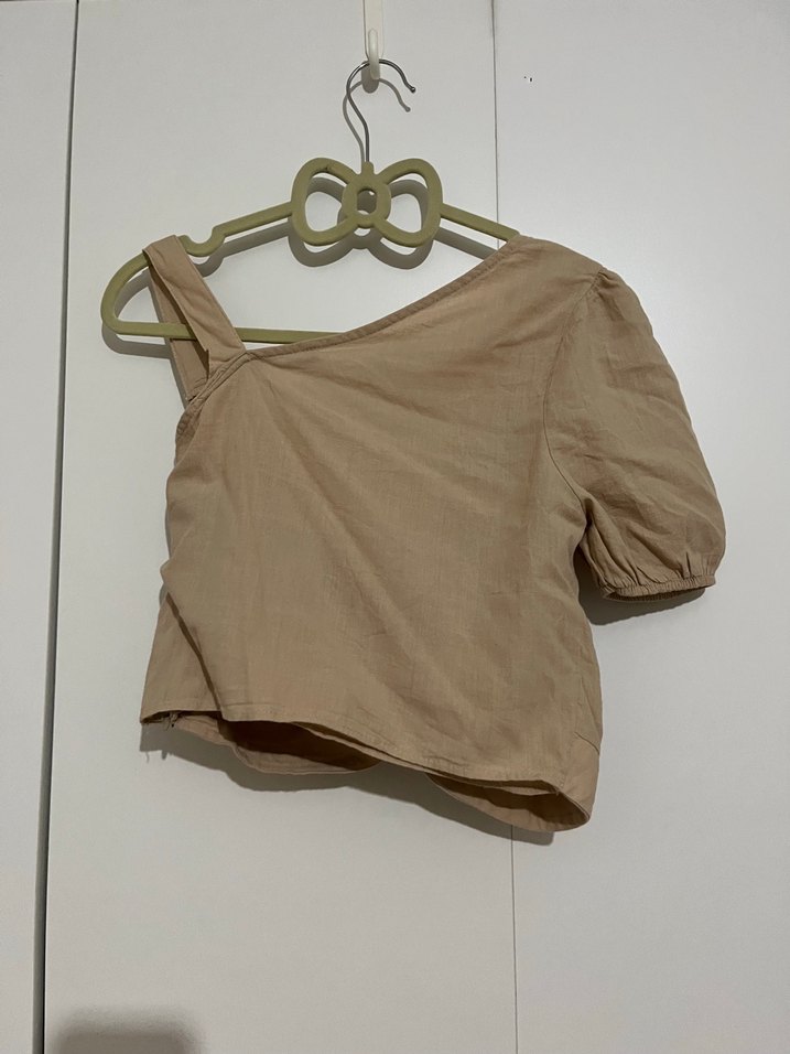 Bej tek omuz bluz - Görsel 3