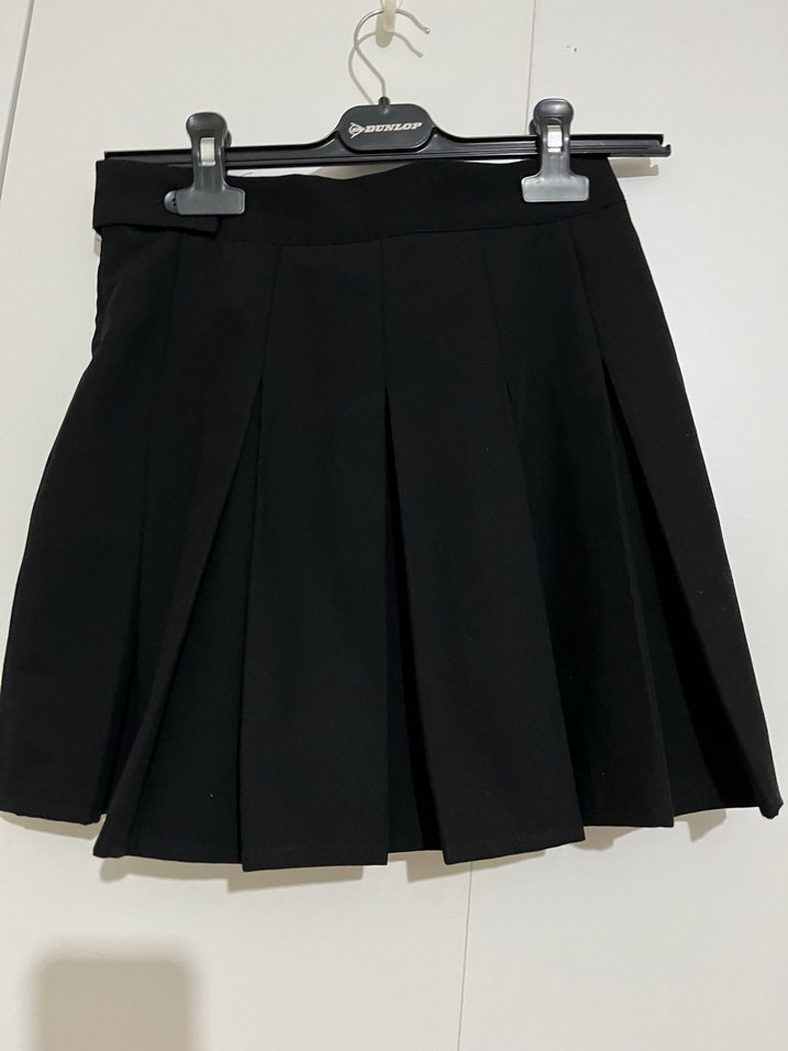 Pull and bear Siyah Pileli Mini Etek - Görsel 2