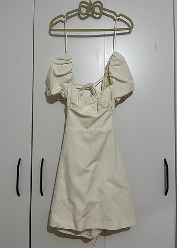 Zara Viral Krem Mini Elbise - Görsel 3