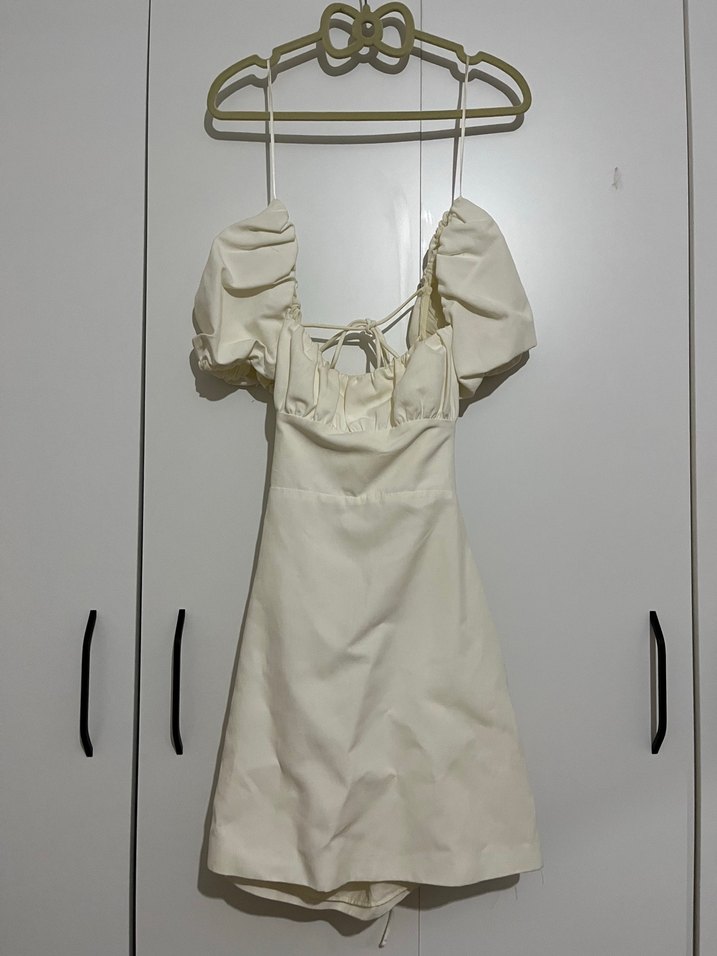 Zara Viral Krem Mini Elbise - Görsel 3