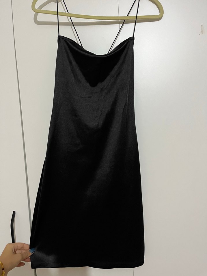 Siyah Hm Straplez Mini Elbise - Görsel 3