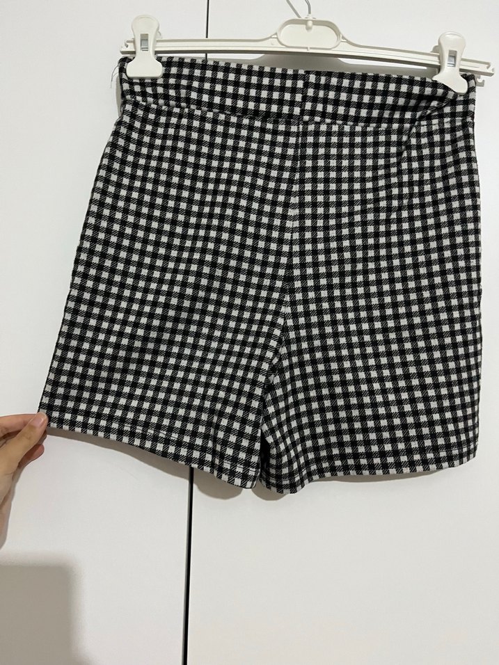 Defacto Siyah Ekose Pileli Mini Etek - Görsel 2