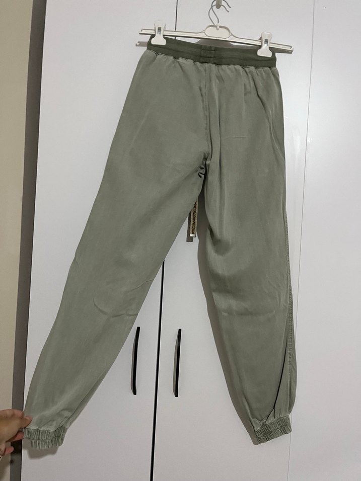 Oxxo Bol Kesim Haki Keten Pantolon - Görsel 2