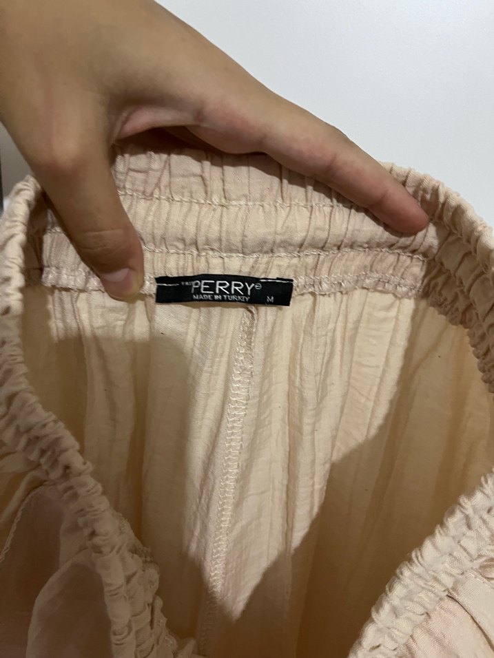 Bej Kadın Keten Salaş Pantolon - Görsel 3