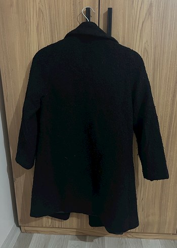Düğmeli Siyah Midi Kadın Kaban