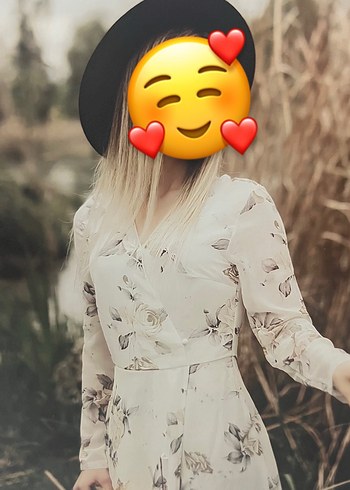 s Beden Bohem Midi Beyaz Çiçek Desenli midi boy Elbise