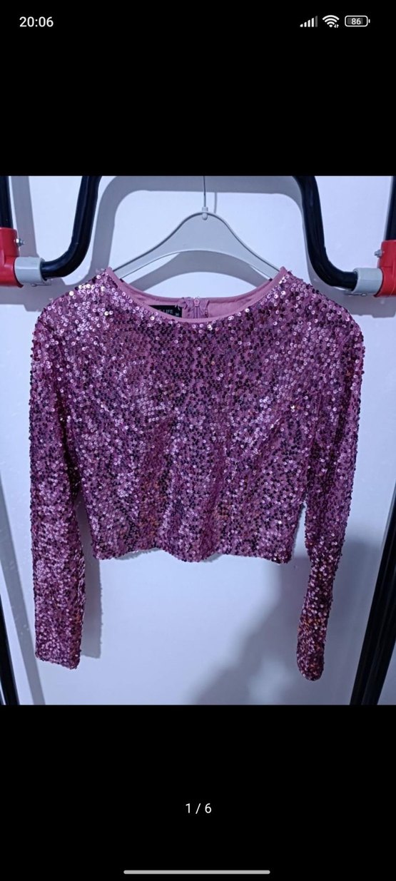 Uzun Kollu iki parça payetli Kadın Elbise - Görsel 4