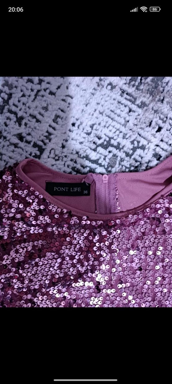 Uzun Kollu iki parça payetli Kadın Elbise - Görsel 2