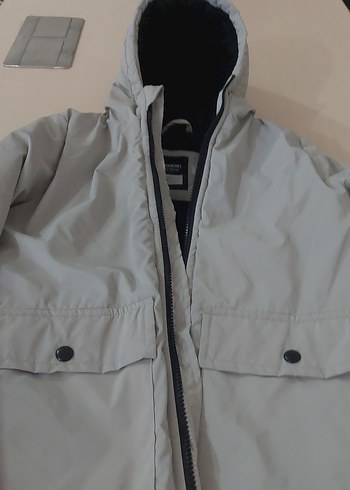 Gri Kapüşonlu Erkek çocuk kaban - Görsel 5